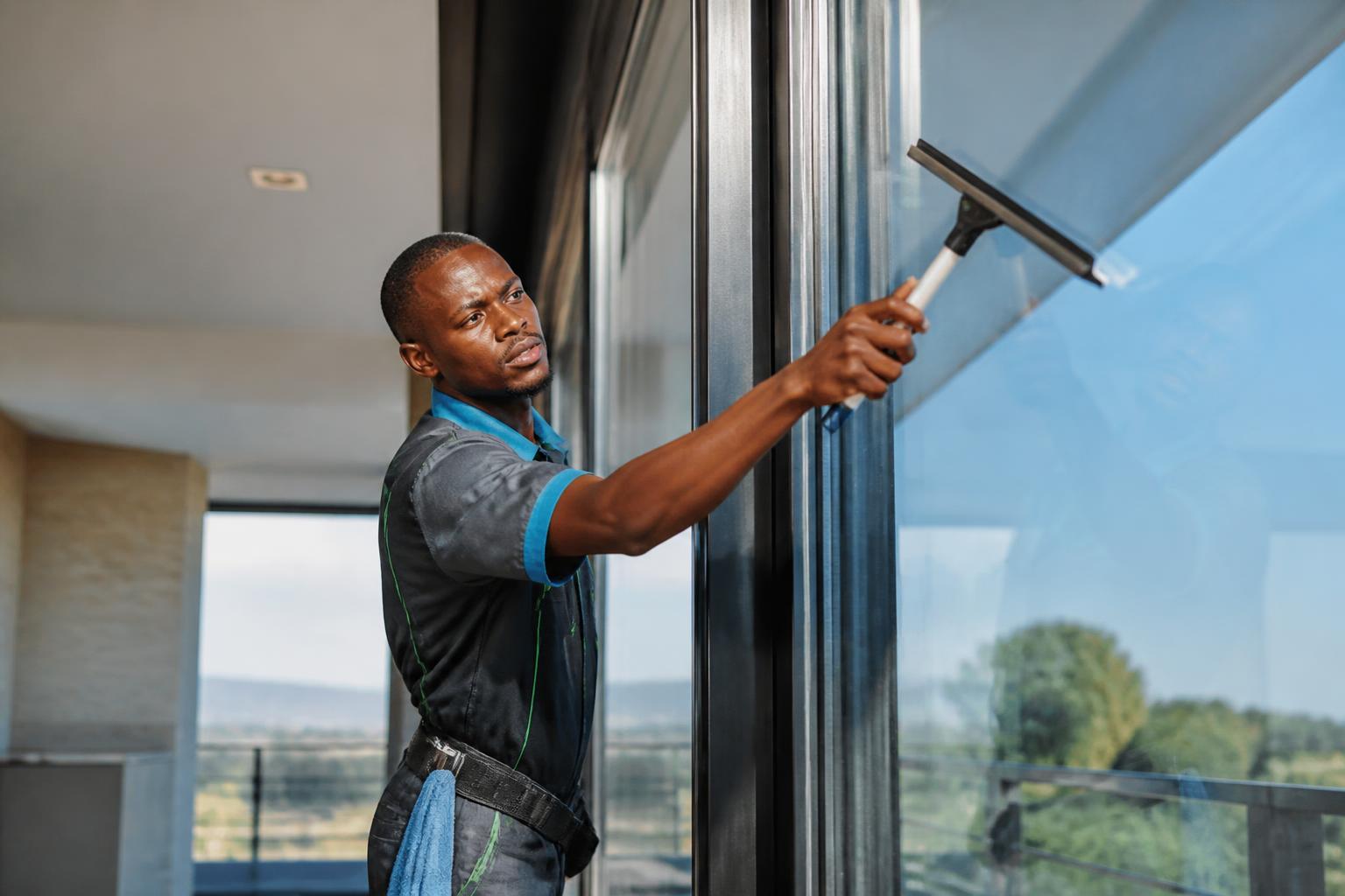ABUTI professional cleaning expansive glass in a modern property